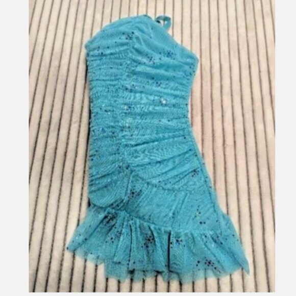 NWT Victoria Secret sexy little things Blue Sequin glitter Top Med Ruffle bottom - Picture 8 of 12